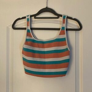 Babaton Pink and Green Ribbed Crop Tank Top